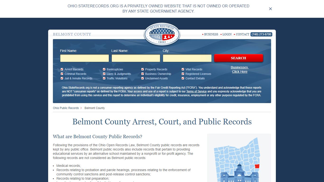 Belmont County Arrest, Court, and Public Records